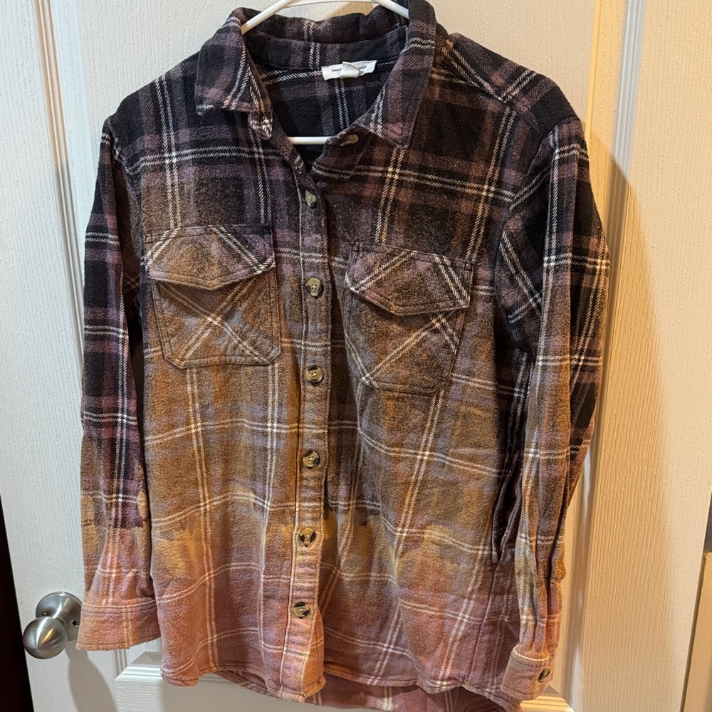 beachlunchlounge Plaid Button Down Shirt - Black, Brown, Pink